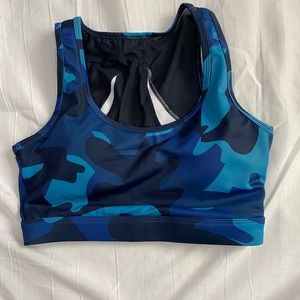 Mesh Back Sports Bra Blue Camo